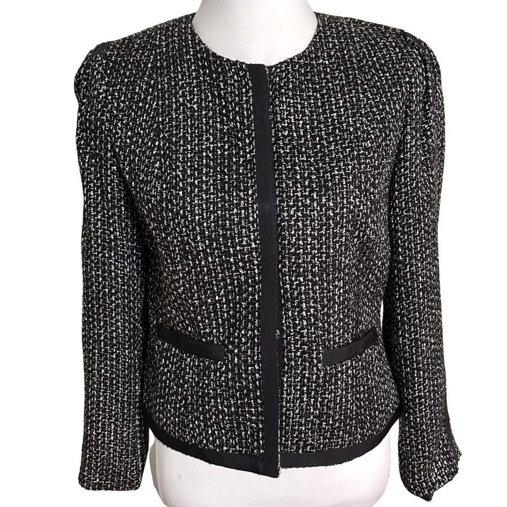 New Directions Black White Textured Blazer